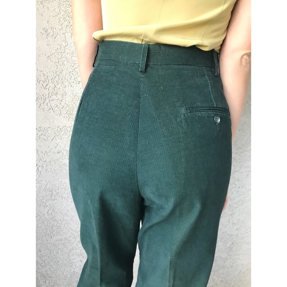 green high waisted corduroy pants